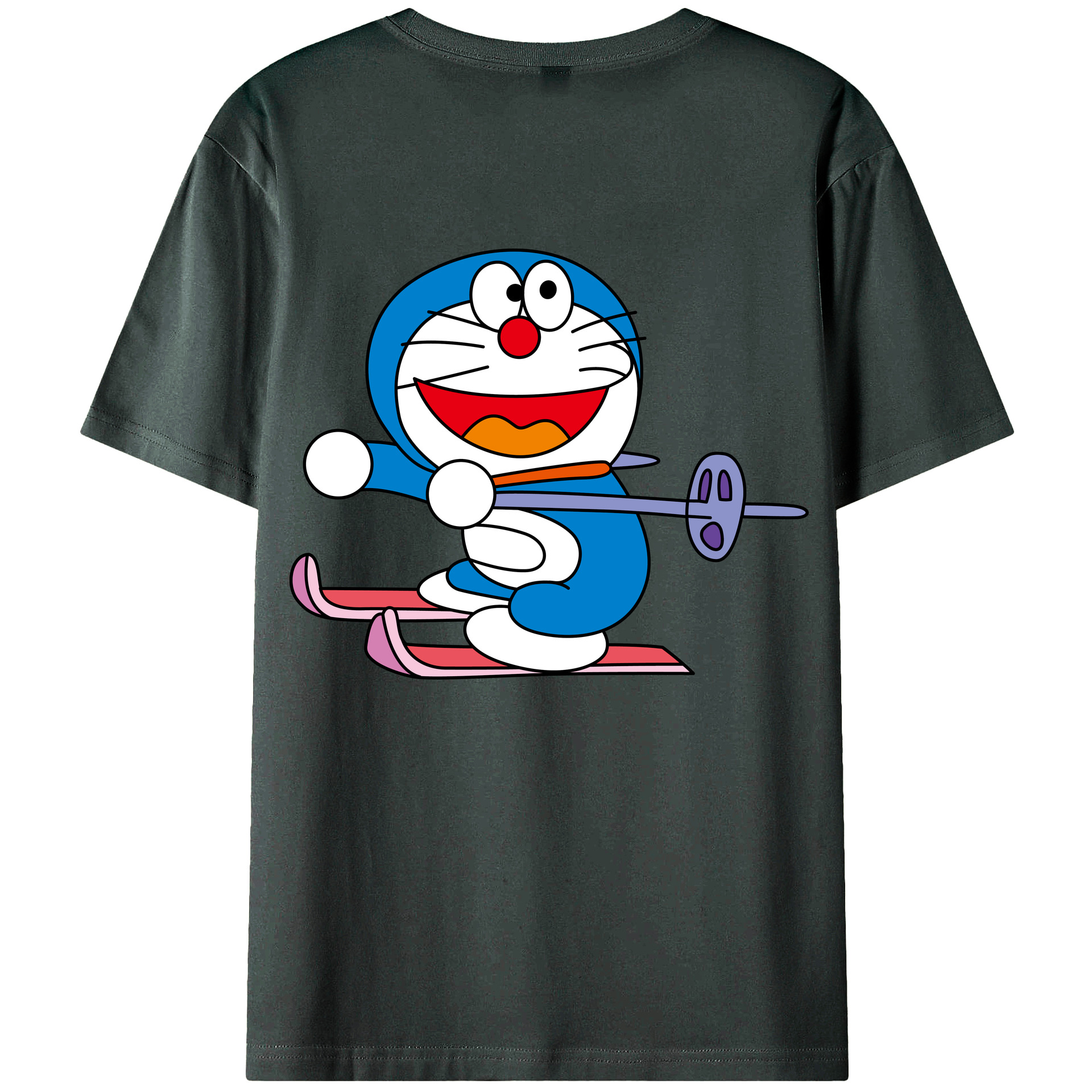（画像用） ドラえもん Doraemon 綿100％ メンズ半袖Tシャツ（バックプリント） 通気性